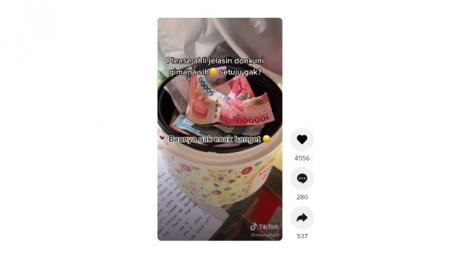 Warganet ini sterilkan uang pakai magic com. [TikTok]