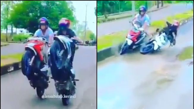 Viral Aksi Pengendara Honda Beat Berakhir Apes, Kameramannya Tuai Pujian