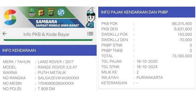 Pajak mobil mewah milik Dedi Mulyadi yang digunakan saat bantu warga terdampak banjir (Samsat Mobile Jawa Barat)