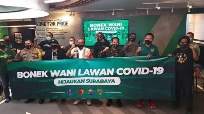 Deklarasi Bonek Wani Lawan Covid-19 tahun lalu. (Dok. Persebaya)