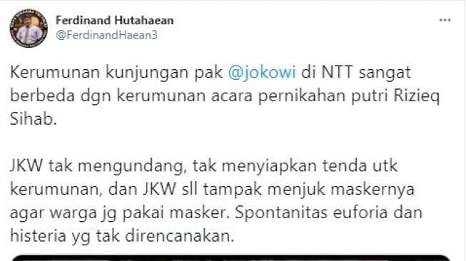 Apa Beda Kerumunan Presiden Jokowi di NTT dengan Kasus Rizieq Shihab?