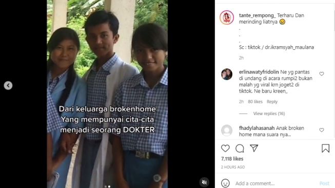 Perjalanan Ikram sebagai anak broken home hingga lulus jadi dokter umum. - (Instagram/@tante_rempong_)