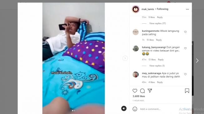 Viral istri sindir suami dengan sebuah lagu.[Instagram/@mak_lamis]