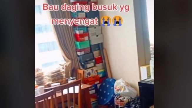 Kondisi apartemen setahun tak ditinggali. (TikTok/@dhita_tembbemb)