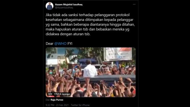 Video Jokowi ciptakan kerumunan tuai kritik. [Twitter/@AzzamIzzulhaq]