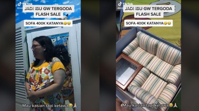 Korban Flash Sale, Ibu Ini Tertipu Beli Sofa Rp400 Ribu (tiktok.com/@indomigoyengtelorrr)