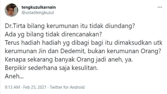 Cuitan Tengku Zul - (Twitter/@ustadtengkuzul)