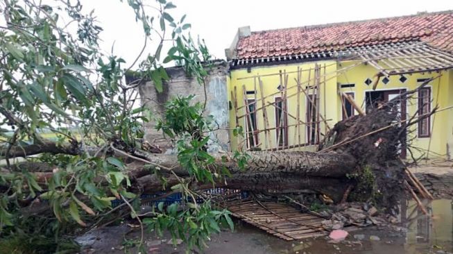 Kondisi rumah usai diterjang hujan deras dan angin kencang di Kabupaten Tangerang, Jumat (26/2/2021). [Dok. BPBD Kabupaten Tangerang]