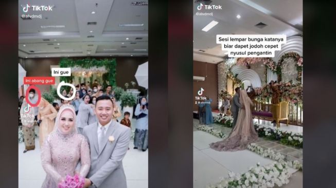 Dapat Buket Bunga dari Pengantin, Pria Ini Panik karena Sudah Menikah (tiktok.com/@alvdmdj)