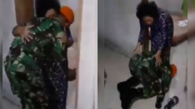 1 Tahun Tak Bertemu, Momen Anggota TNI Cium Kaki Ibu Bikin Publik Terharu