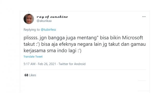 Cuitan warganet soal Microsoft. [Twitter]