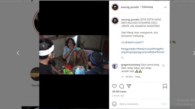 Anggota DPR RI Dedi Mulyadi ditampar ODGJ.[Instagram/@warung_jurnalis]