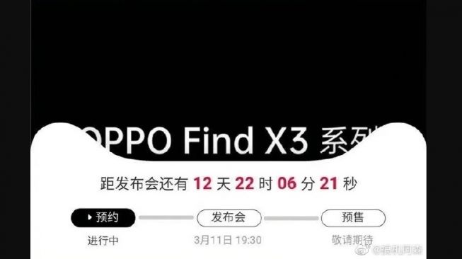 Bocoran peluncuran Oppo Find X3. [Weibo]
