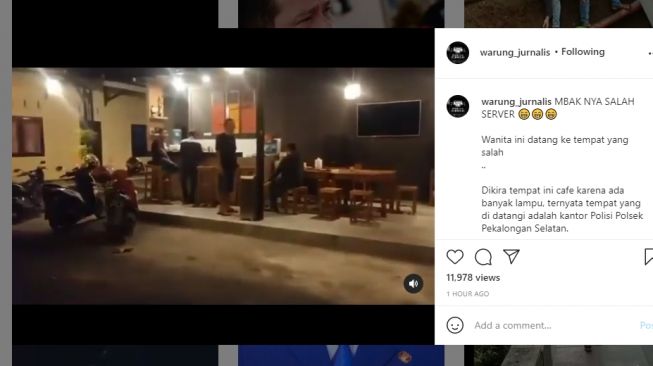 Viral pemotor pengin ke kafe malah ke kantor polisi.[Instagram/@warung_jurnalis]