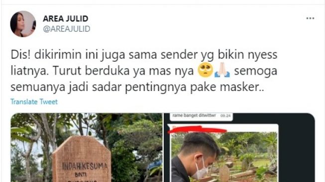 Nisan pakai masker. (Dok: Twitter/AreaJulid)