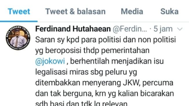 Bela Jokowi Soal Investasi Miras, Ferdinand: Coba Teriakin Anies Dulu!