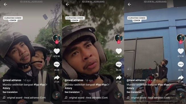 Motoran Romantis Bareng Pacar Berujung Leher Encok, Curhatan Pria Ini Viral. (TikTok/@awal.adrians)