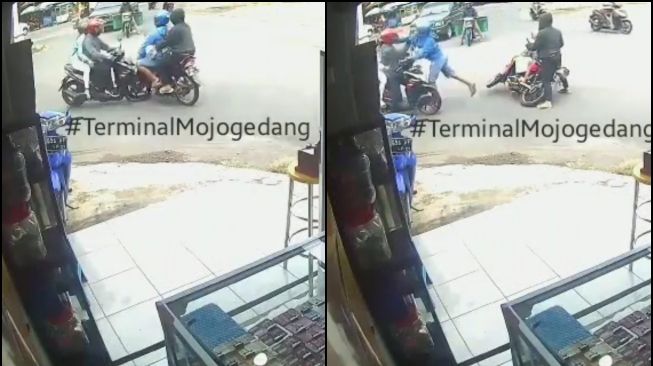 Viral Pemotor Tabrakan karena Ada yang Lawan Arah, Bogem Mentah Melayang