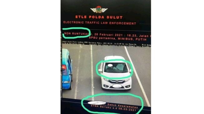 Pelanggar lalu lintas kena ciduk ETLE atau tilang elektronik karena tidak menggunakan sabuk pengaman (Facebook)