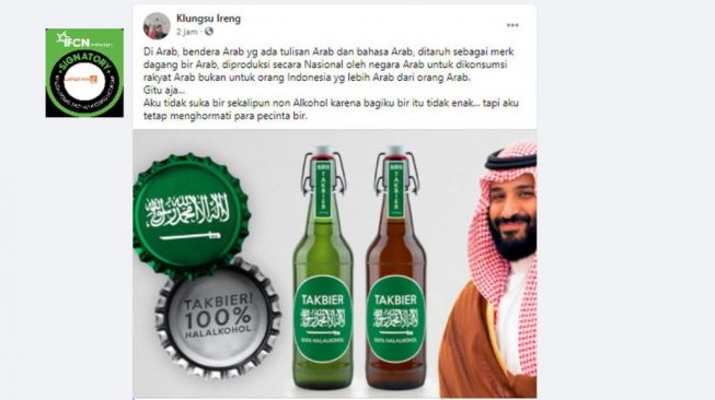 CEK FAKTA: Benarkah Arab Saudi Produksi Bir Bermerek Takbier?