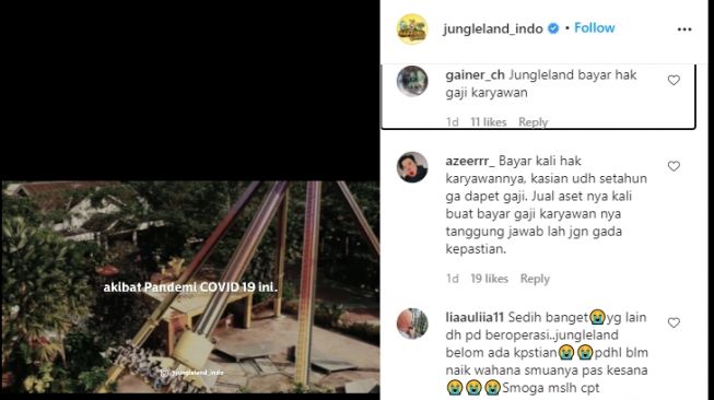 Instagram Jungleland Diserbu Netizen: Bayar Kali Hak Karyawannya