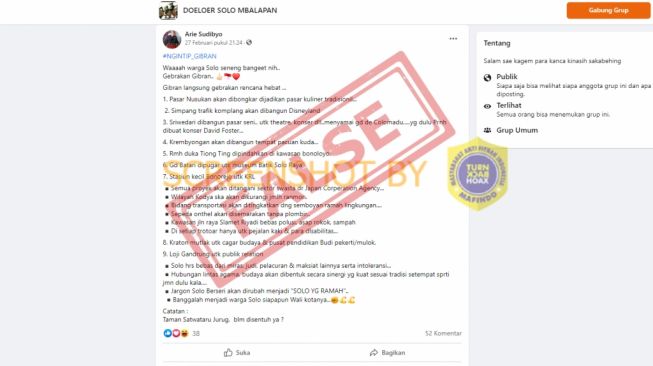 CEK FAKTA: Gibran Mau Bangun Disneyland di Simpang Komplang Solo?