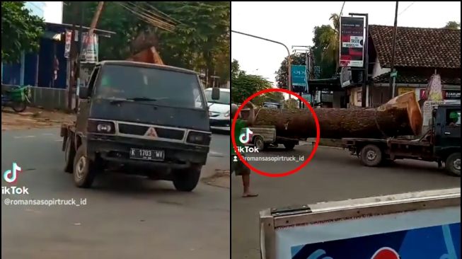 Muatan Mobil Pick Up Mencengangkan, Cara Angkut Kayu Ini Bikin Heran
