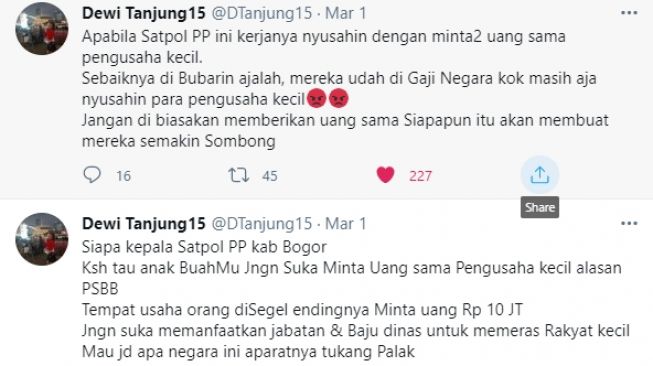 Dewi Tanjung Ngamuk Ada Oknum Satpol PP Bogor Minta Uang Sama Pengusaha