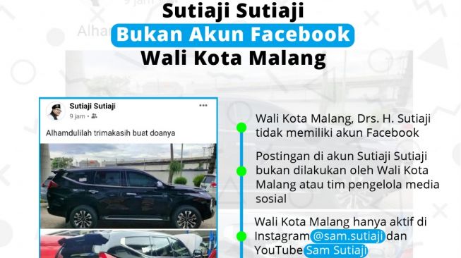 Klarifikasi tentang akun Facebook palsu Wali Kota Malang Sutiaji. [Foto: Pemkot Malang]