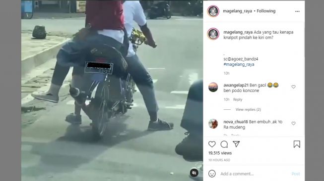 Viral Knalpot Motor Dipasang di Kiri, Warganet Malah Omeli Pemboncengnya