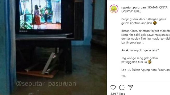 Viral Nonton Ikatan Cinta Meski Rumah Banjir, Warganet: Awas Nyetrum!