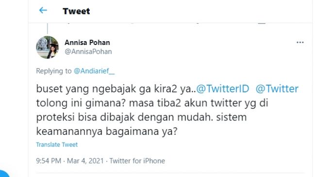 Cuitan akun Andi Arief yang disebut telah diretas.[Twitter/@Andiarief__]