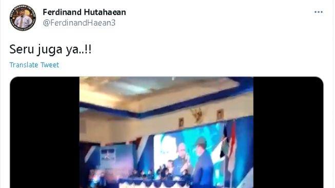 Video pidato Moeldoko usai diangkat jadi Ketum Demokrat versi KLB Sumut (Twitter/@FerdinandHaean3)