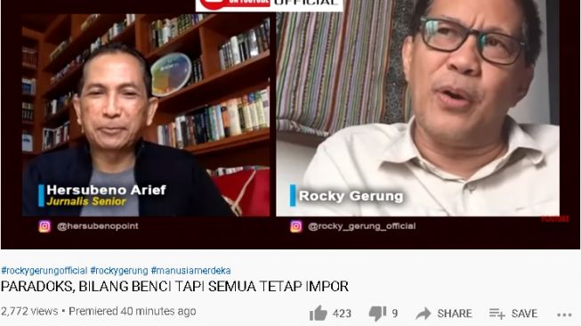 Rocky Gerung tanggapi ajakan benci produk asing (Youtube)