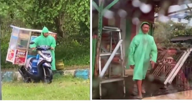 Penjual burger keliling menolak bantuan dari polwan (Instagram)