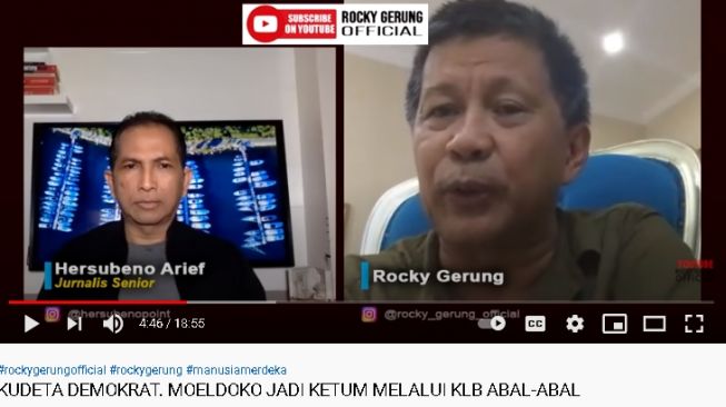 Rocky Gerung tanggapi Moeldoko jadi Ketum Demokrat versi KLB Sibolangit (Youtube)