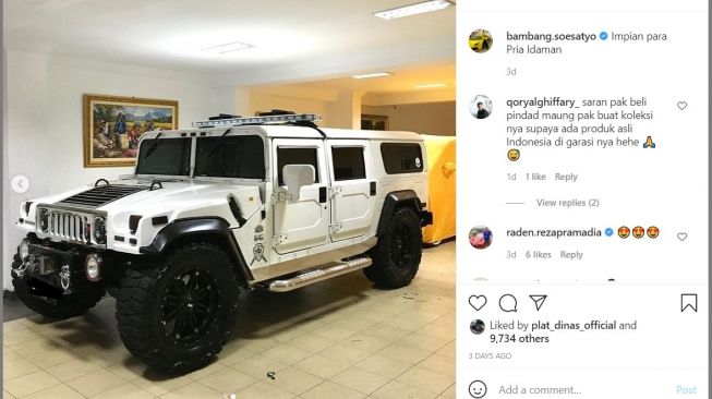 Pelat nomor mobil mewah Bambang Soesatyo jadi sorotan (Instagram)