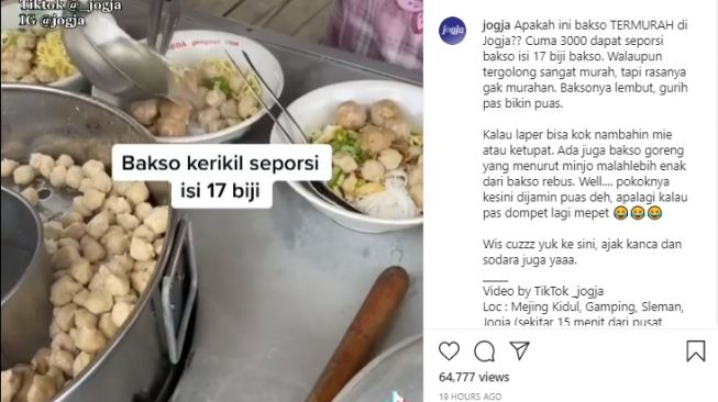 Murah Meriah, Bakso di Sleman Ini Harganya Cuma Rp3.000 Isi 17 Butir