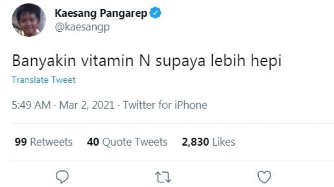 Unggahan Kaesag Pangarep [Twitter/@kaesangp]