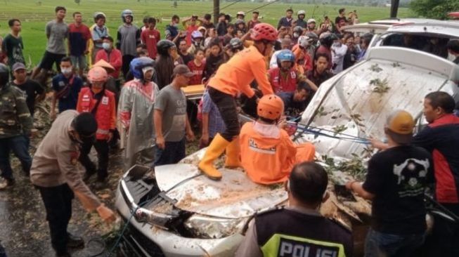 Pohon Tumbang Timpa Mobil, 4 Orang Tewas