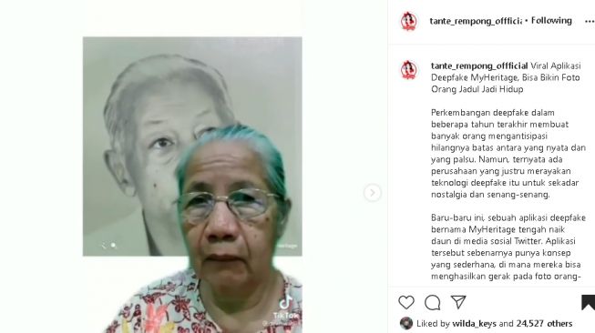 Kumpulan video yang dibuat dengan foto jadul dan aplikasi MyHeritage (instagram)