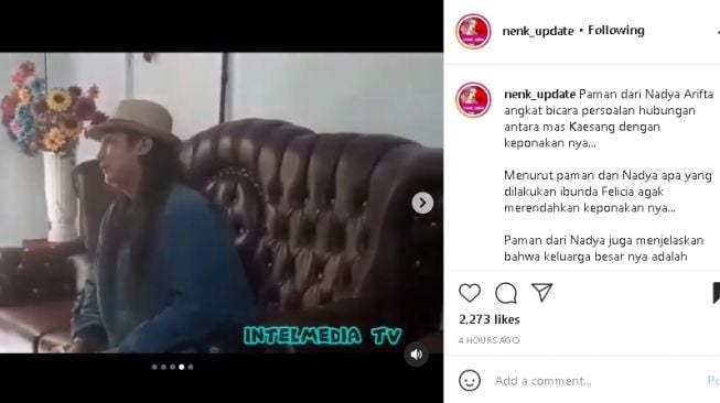 Paman Nadia Arifta angkat bicara soal kisruh percintaan Kaesang-Felicia-Nadya (instagram)