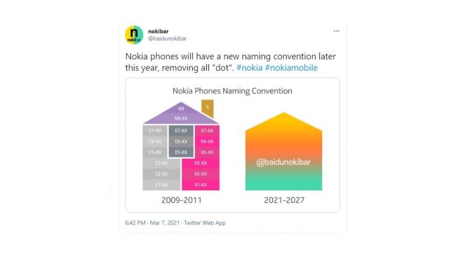 Nama baru Nokia. [Twitter]