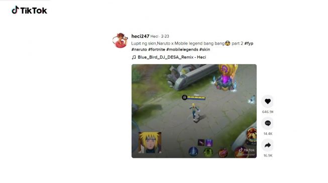 Hero Mobile Legends dengan karakter di anime Naruto. [TikTok]