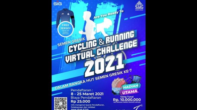 Poster cycling & Running Virtual Challenge 2021 yang digelar Semen Gresik. [Dok Humas Semen Gresik]