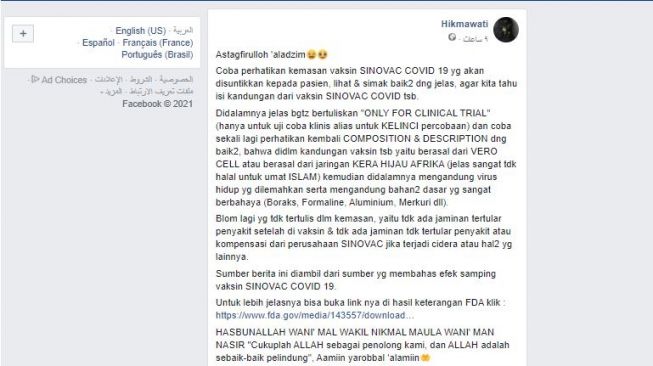 CEK FAKTA: Benarkah Vaksin Sinovac Mengandung Boraks hingga Formalin?