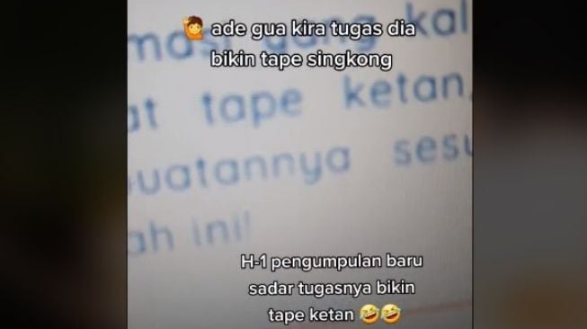 Tugas bikin tape buat panik. (TikTok/@sheillawindy)