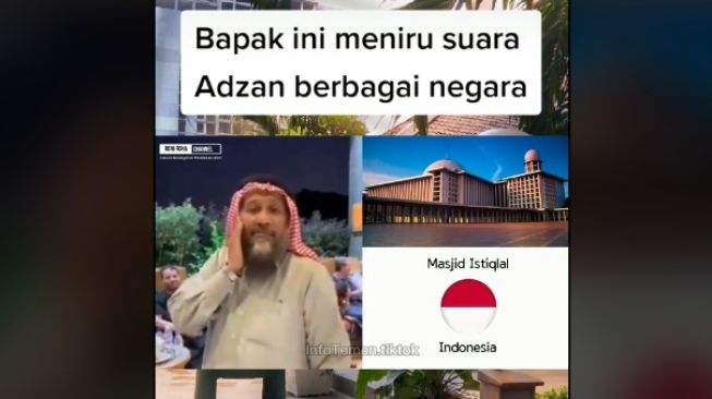 Pria kumandangkan azan versi berbagai negara (tiktok.com/@infotemen.tiktok)