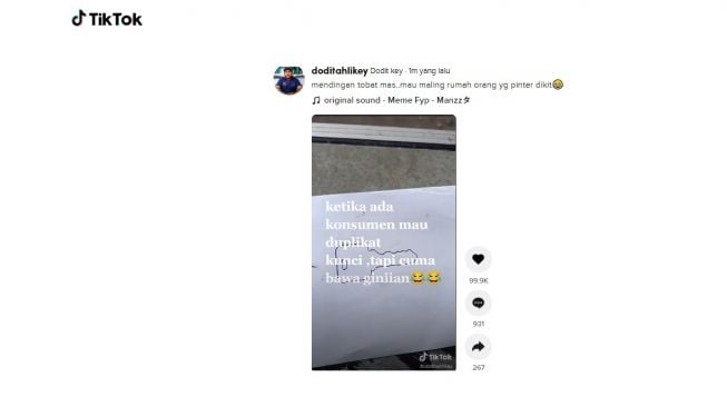 Duplikat kunci malah berikan kertas bergambar. [TikTok]