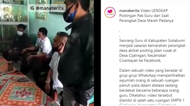 Perangkat desa marah gegara seorang guru unggah video jalan rusak. (Instagram/manaberita)